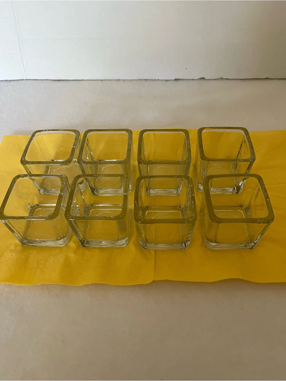 Set of 8 Eastland Square Votive/Succulent Holders, Clear Square Glass